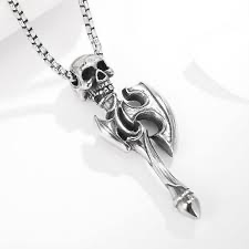 Gothic Skeleton Axe Pendant