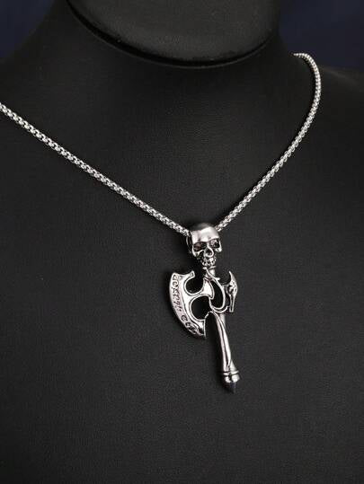 Gothic Skeleton Axe Pendant