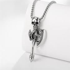 Gothic Skeleton Axe Pendant